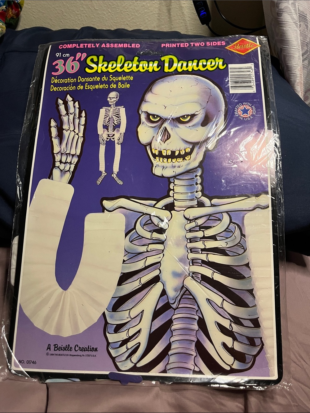 Beistle Purple Skeleton Dancer Holiday Decoration, 36"